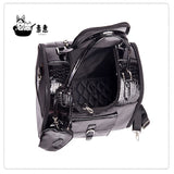 Fashion PU Solid Black pet Breathable Bags Outdoor Travel
