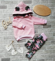Animal Ear Pink Hoodies Outfit Newborn bby