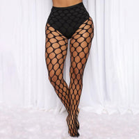 Rhinestone Patchwork Sexy Women Hollow Out Fishnet Black Leggings