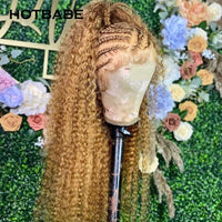 Honey Blonde highlight 27 Color Kinky Curly 13x6 Lace Front Wigs  Human Hair 30 32 Inch Transparent Lace Frontal Wig 180 Density