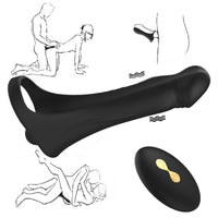 Wireless Double Penetration Remote Control Strap On Vibrators sex  usb rechargeable