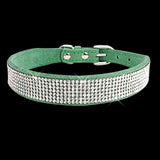 pet Crystal Dog Collars PU Leather