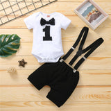 First Birthday Outfits Numbers 1 Necktie Baby Overalls bby