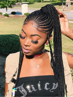 Box Braids Synthetic lace front wig Black Hair Heat Resistant Cornrow Braided Lace Wig With Baby Hair
