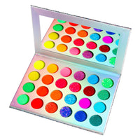 Aurora Glow Eyeshadow Pallet Stage Clubbing Neon Makeup Kit in Blacklight UV Glow in Dark Fluorescent Eye Shadows Red