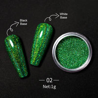 Reflective Glitter Nail Powder Green Red Holographic Nail Art Dust Shinning Chrome Pigment DIY Manicures Decoration