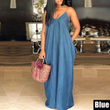 Denim  Sleeveless Long Dress