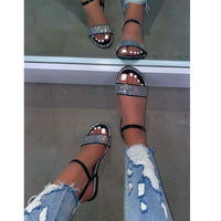 Sandals Flat Buckle Shoes Fashion Rhinestone Outdoor Shoes 11+