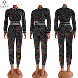 Sequined Women Of Quality Set High-end Casual Young Overalls Full Sleeve Cloth +Long Pants Women 2 Piece Set