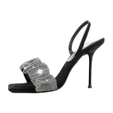 Rhinestones Women Sandals Elegant stiletto High heels Slingback shoes