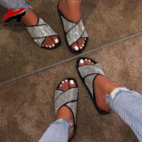 Flat Diamond Slippers Summer Women Sandals shoes 11+