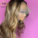 Brazilian Remy Human Hair Wig with Pre Plucked Hairline Highlight Color Body Wave 13x6 Lace Front Wigs