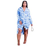 Plus Size avail Print Geometric Casual Irregular Shirt Dress