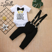 First Birthday Outfits Numbers 1 Necktie Baby Overalls bby