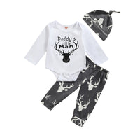 3pc Infant Newborn Baby Boy Clothes Long Sleeve Print outfit bby