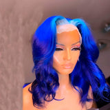 Blue  Lace Part Front wig Human Hair Wig Light Blue Colored Human Hair Wave Wigs Lace Remy Wig 180%