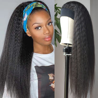 Head band Wigs Malaysian Kinky Straight Body Wave Human Hair Wigs With Headband Remy Scarf Headband Wig Human Hair