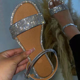 rhinestone single layer plush sandals shoes 11+