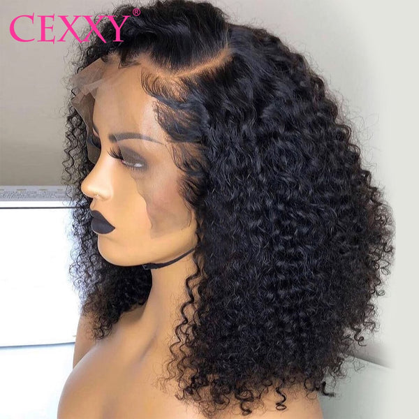 Jerry Curly Short Bob Wigs 13x1 Lace Front Human Hair Wigs 4x4 Lace Closure Wig Transparent 13*1 T Part Lace Wig