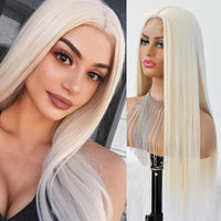 Lace Wigs Long Straight Hair  Lime Green Color Wigs  Women Synthetic Lace Wigs with Natural Hairline