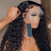 Glueless Soft 26 Inch Long Synthetic Black Lace Front Wig KInky Curly Heat Resistant Fiber
