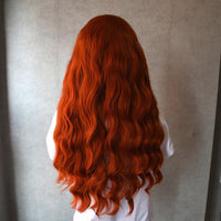 180% Density Glueless Body Wave Wig  Orange Ginger Lace Front Synthetic Hair Wig Heat Resistant