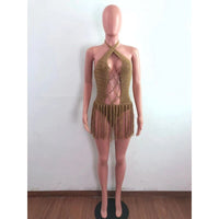Summer Sexy Beach Dress Solid Fashion Two Wear-way Tassel Swimsuit Cover Up swimwear