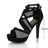women sandals platform high heels peep toe pumps ankle strap shoes