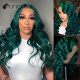 Ombre Green Lace Women&#39;S Front Wig 180 Density Brazilian Green 13x4 Lace Front Wig Pre Plucked Human Hair