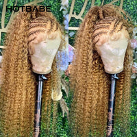 Honey Blonde highlight 27 Color Kinky Curly 13x6 Lace Front Wigs  Human Hair 30 32 Inch Transparent Lace Frontal Wig 180 Density