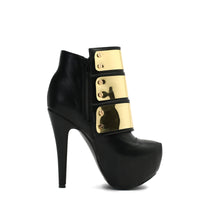 Ankle Boots Sexy Platform Boots Black Gold Rome Metal Slice Thin High Heels 11+