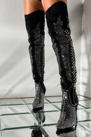 Rhinestone Thigh High Boots