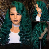 Ombre Green Lace Women&#39;S Front Wig 180 Density Brazilian Green 13x4 Lace Front Wig Pre Plucked Human Hair