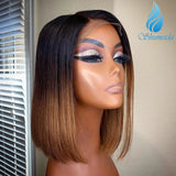 Ombre Brown 13x4 Lace Front Human Hair Wigs Brazilian Remy Human Hair Lace Frontal Wig Short BoB Wig with Baby Hair - Divine Diva Beauty