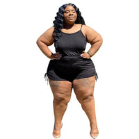 Summer Romper Bodycon Elastic Waist Slip Black Jumpsuit Shorts Plus Size avail