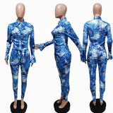 Plus Size avail Women 2 piece Print Matching Sets Elastic set