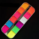 12 Colors Eyeshadow Palette  Matte Neon Fluorescent Pigment Metallic Makeup Palette Glitter Eyeshadow Palette Art Powder