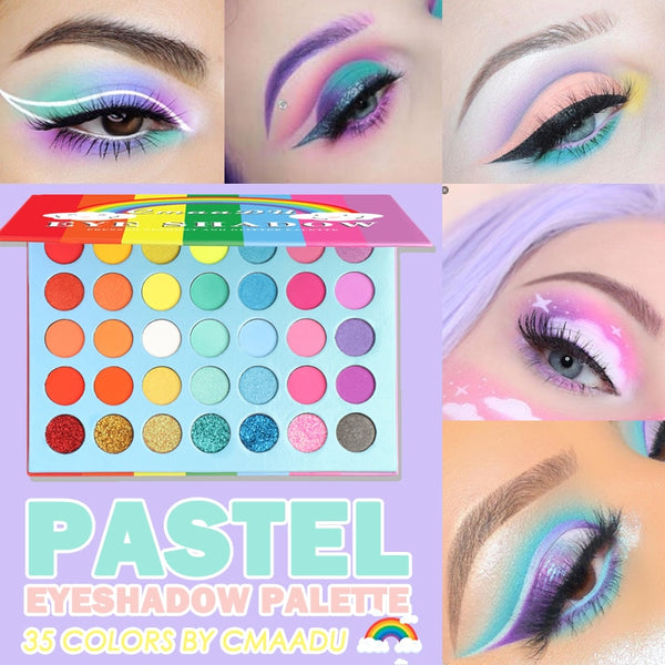 35 Colors Pastel Eyeshadow Palette Waterproof  Neon Eyeshadow Pallete Colorful Eye Shadow Lasting High Pigment