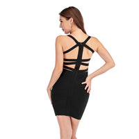Party Women Dress Bandage Black Sexy Empire Hollow Out V-Neck
