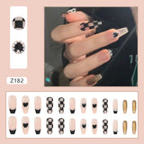 Long Coffin False Nails Grimace Pink French Ballerina Fake Nails Lady Full Cover Nail Tips Women Heart Lattice Press On Nails