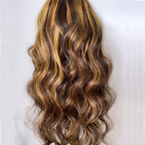 Honey Blonde Brazilian Highlight Ombre Human Hair U part Wigs 150% Density Remy Hair Wigs Middle Open Upart Wigs