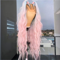 Ombre Pink hd Lace Frontal Wig Pre Plucked Loose Deep Wave Wig Pastel Purple Blue Highlight Wig Human Hair - Divine Diva Beauty