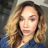 Ombre Blonde #1b/27 Human Hair Wigs Short Bob Wig For Women Brazilian Body Wave 13x4 Lace Front Wig 5x5 Silk Top Closure Wigs