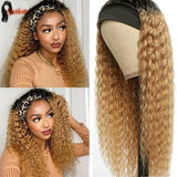 1B 27 Deep Wave Headband Wigs Ombre Highlight Headband Wig Human Hair Curly Human Hair Wig  24 26 Inch