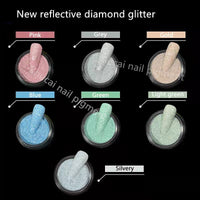 New Reflective Diamond Glitter Nail Crystal Powder Super Shiny iridescent Glass Pink Nails Decorations