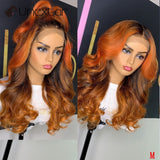High-gloss highlight Lace Front Wig Deep Type Ginger Yellow 180% Gradient Color Brazilian Hair Lace Front Human Hair