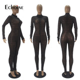 Sexy Transparent mesh print club party bodysuit