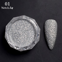 Reflective Glitter Nail Powder Green Red Holographic Nail Art Dust Shinning Chrome Pigment DIY Manicures Decoration