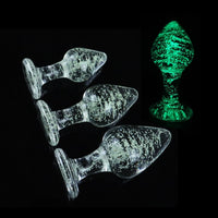 Glow In Dark Glass Butt Plug Anal Dilators Sex Anal Beads Sex Toys for Couples Anal Plug Toys