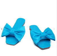 flat leather bow non-slip beach lady slippers sandal shoes